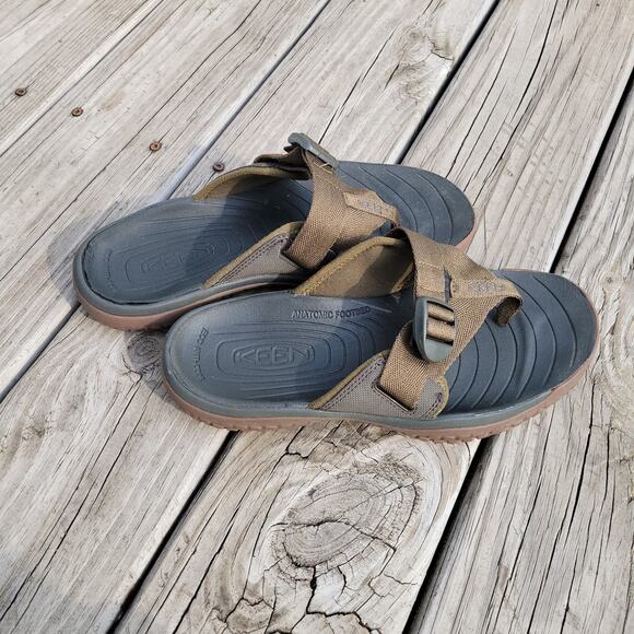 Keen Solr Toe Post Flip Flop Sandals Buckle Strap Sport Beach Green Mens Size 7 - Picture 1 of 10